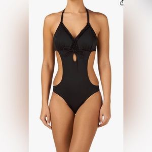 ASOS Pour Moi Carnival one piece black cut out swimsuit. Size 10UK/ 6US
